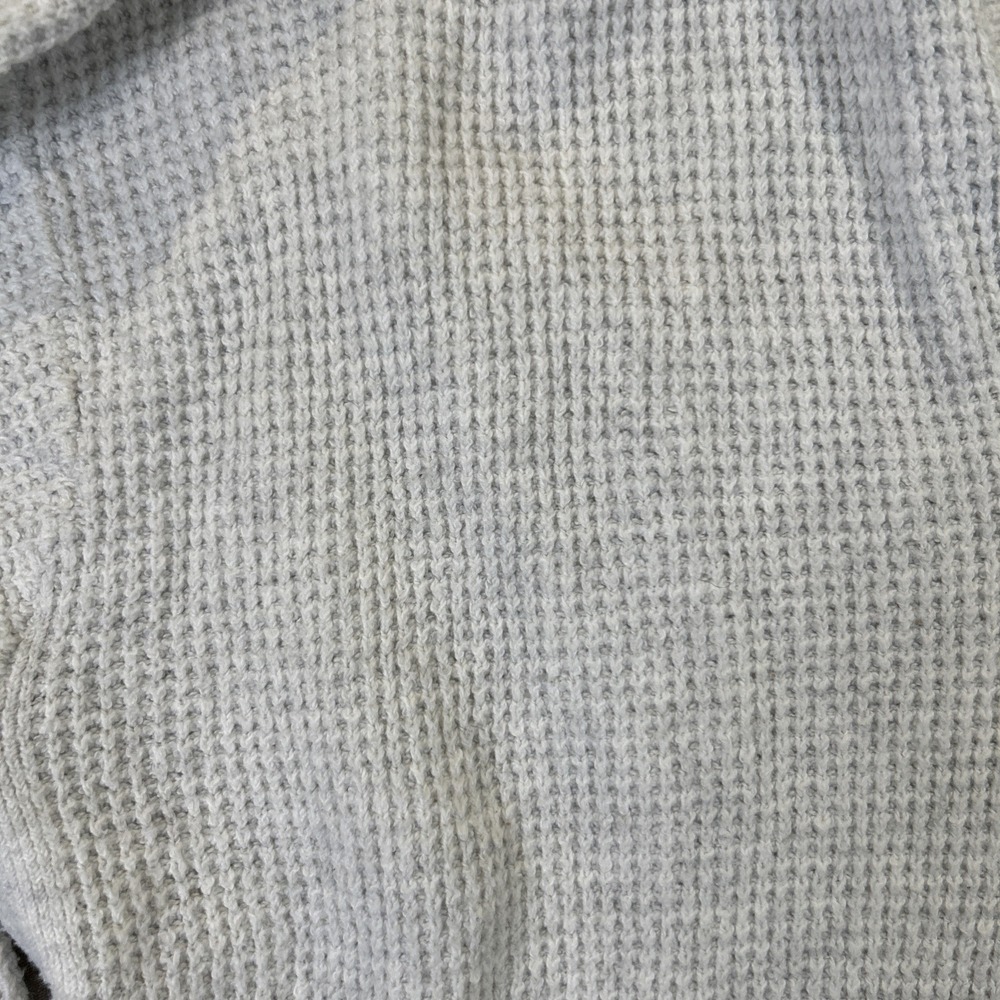 Aerie Women Pullover Sweater Collared V Neck Waffle Oversized Light Gray Medium - Picture 3 of 12